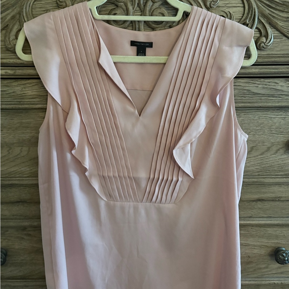 Ann Taylor Pink Pleated Blouse